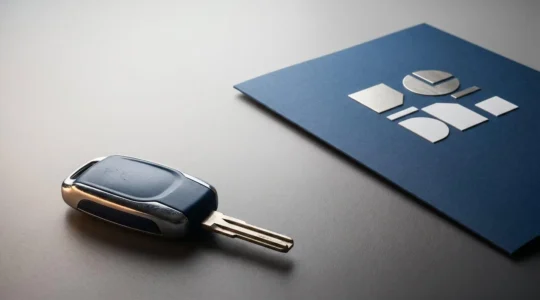 Document d'assurance automobile et clés de voiture sur fond épuré symbolisant la sécurité routière et la conformité légale