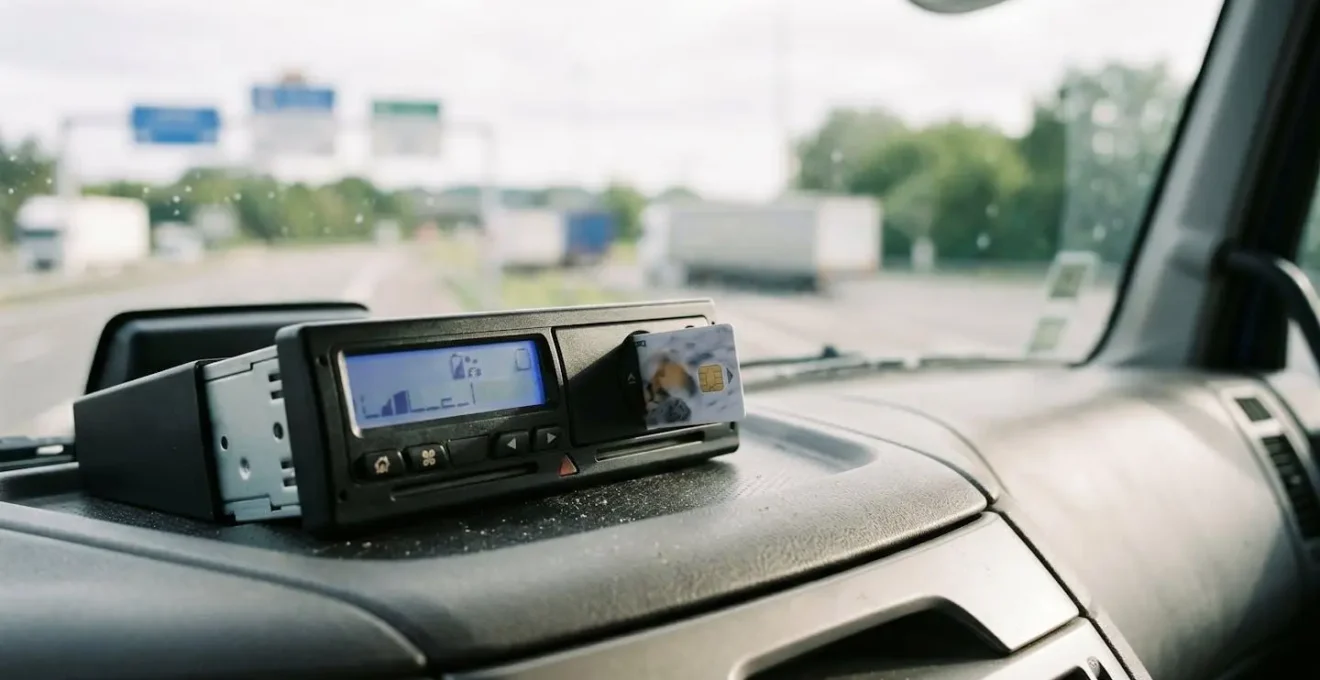 Carte conducteur chronotachygraphe et tachygraphe numérique dans un camion poids lourd