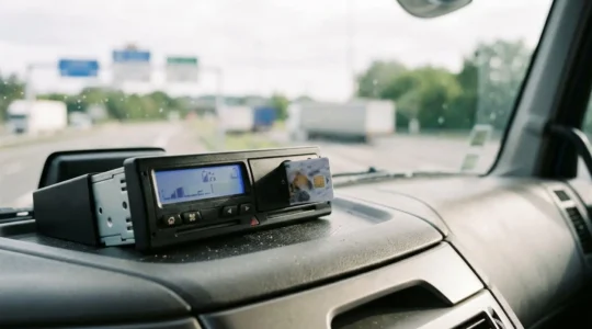 Carte conducteur chronotachygraphe et tachygraphe numérique dans un camion poids lourd
