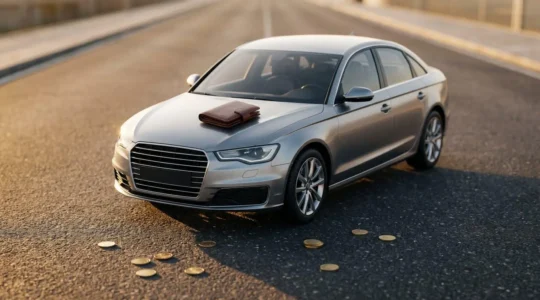 Concept de réduction d'assurance automobile avec symboles d'économie et de conduite responsable