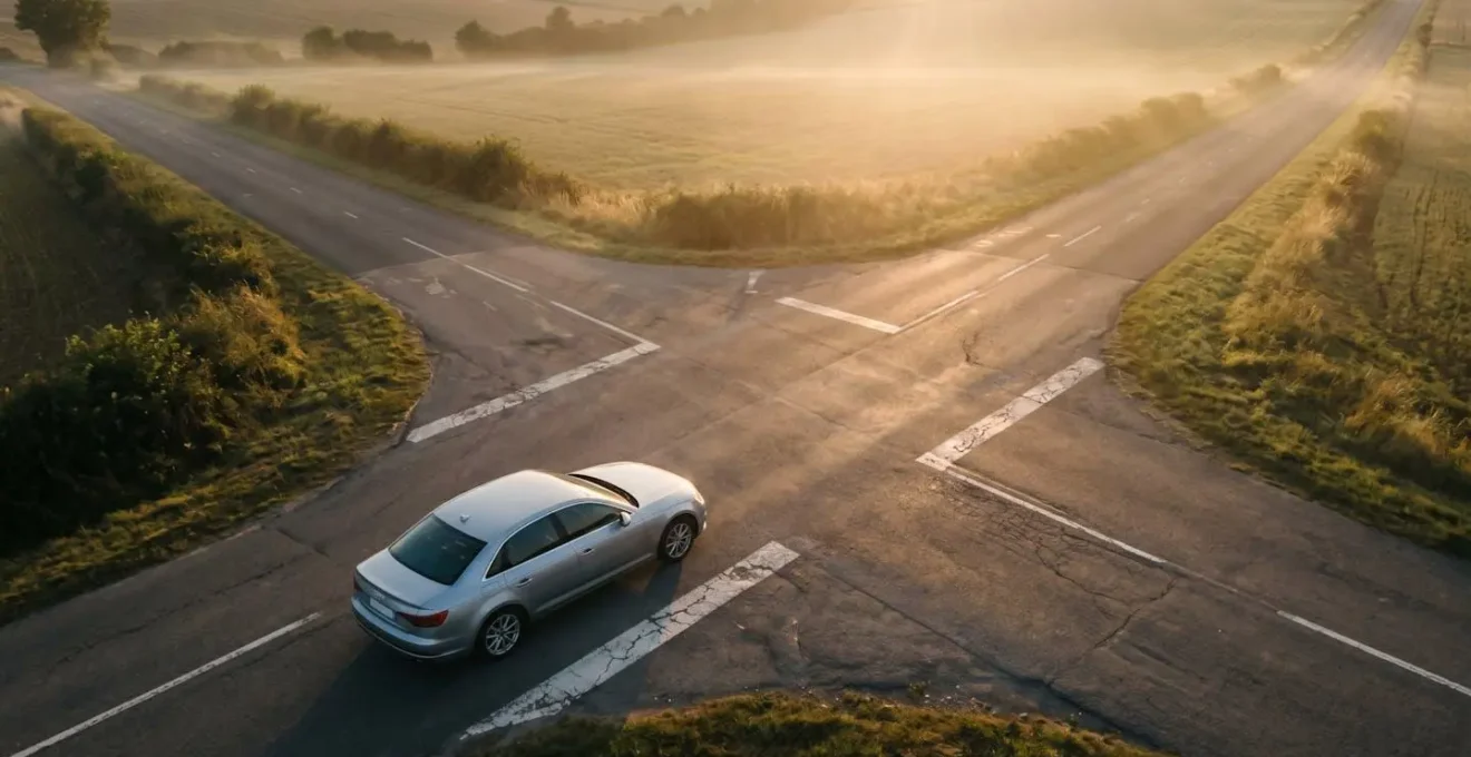 Véhicule moderne à la croisée des chemins face à l'avenir de la mobilité autonome